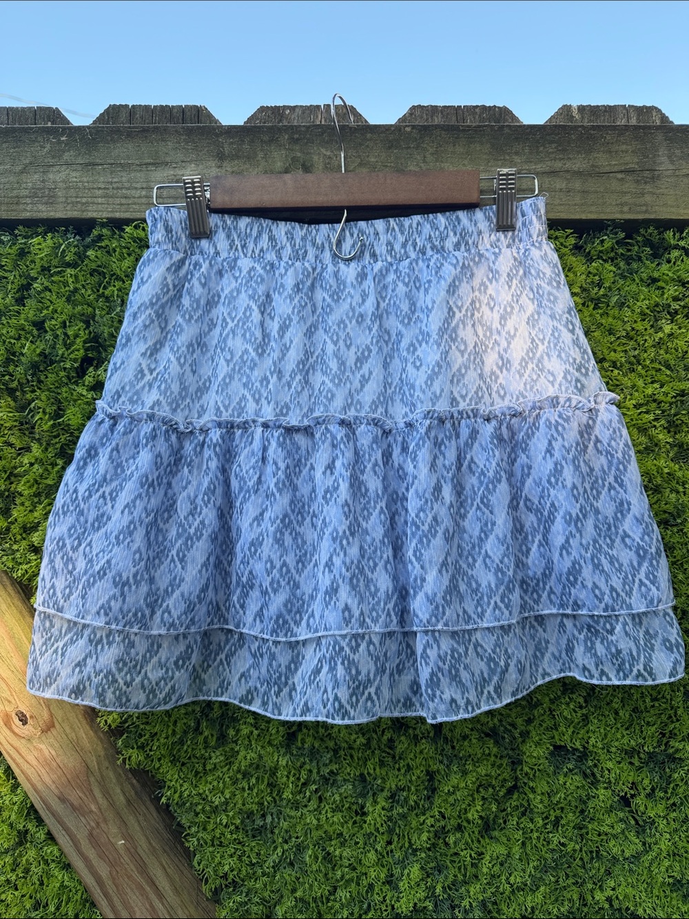 Light Blue Tiered Mini Skirt